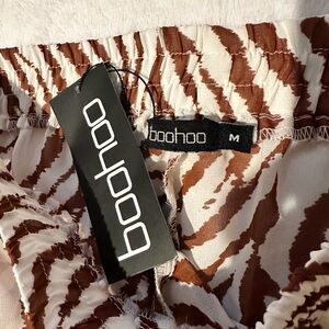 Boohoo Zebra Print swimsuit cover up in Brown and White